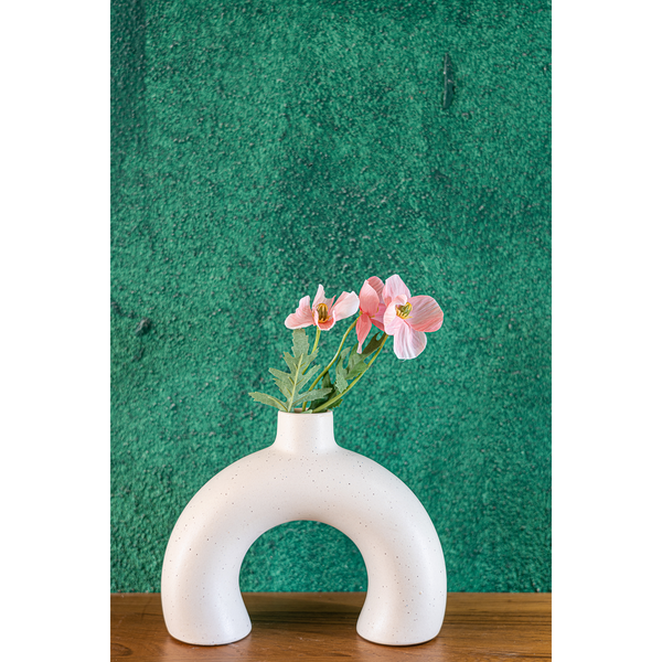 half donuut white ceramic vase