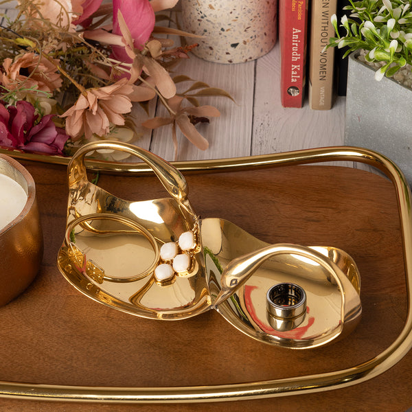 BRASS DOUBLE SWAN DISH
