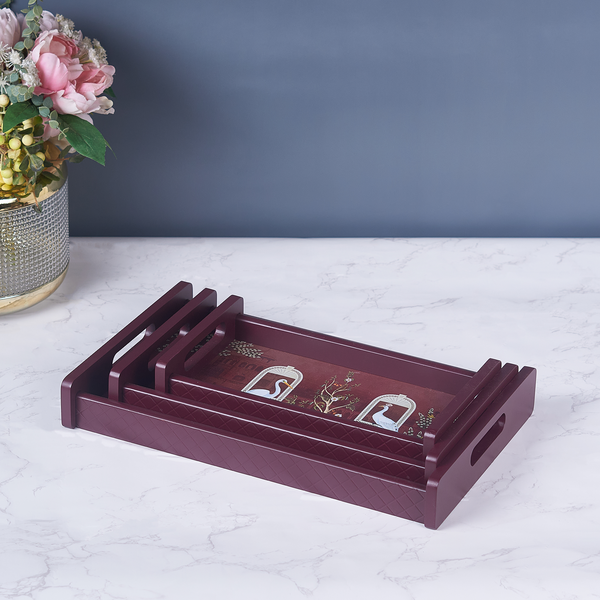 ROYAL BIRD PRINT SET OF 3 TRAYS