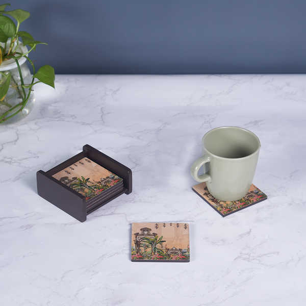 TROPICAL PRINT COASTERS 1 SET -6 COASTERS